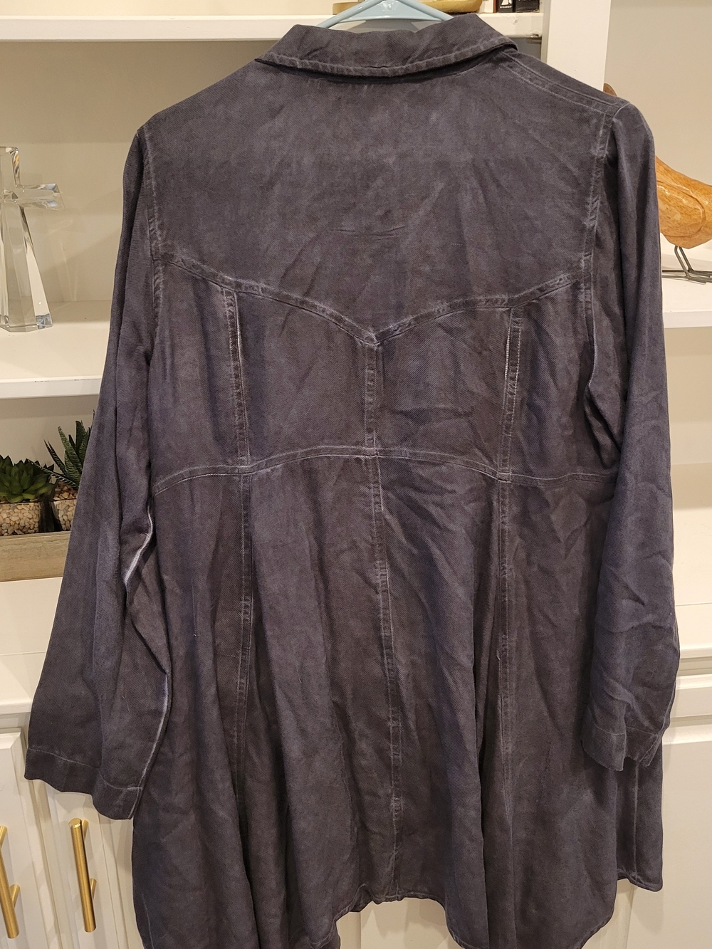 Soft Surroundings Washed Indigo Long-Sleeve Button Dress - Picture 2 of 5